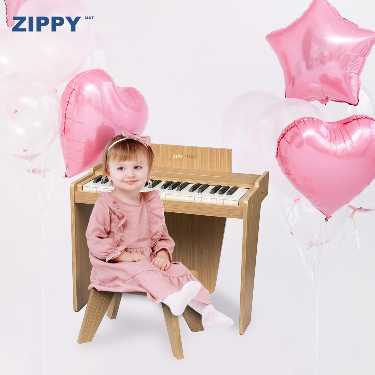 Kinder Klavier Tastatur, 37 Keys Digital Piano for Kids, Musik Lerninstrument Spielzeug, Holzklavier für Mädchen und Jungen (Oak Basic)