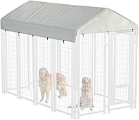 MDHAO 8x4' Heavy Duty 600D Waterproof Dog Kennel Top Cover - Outdoor Replaceable Roof, Beige (No Frame)