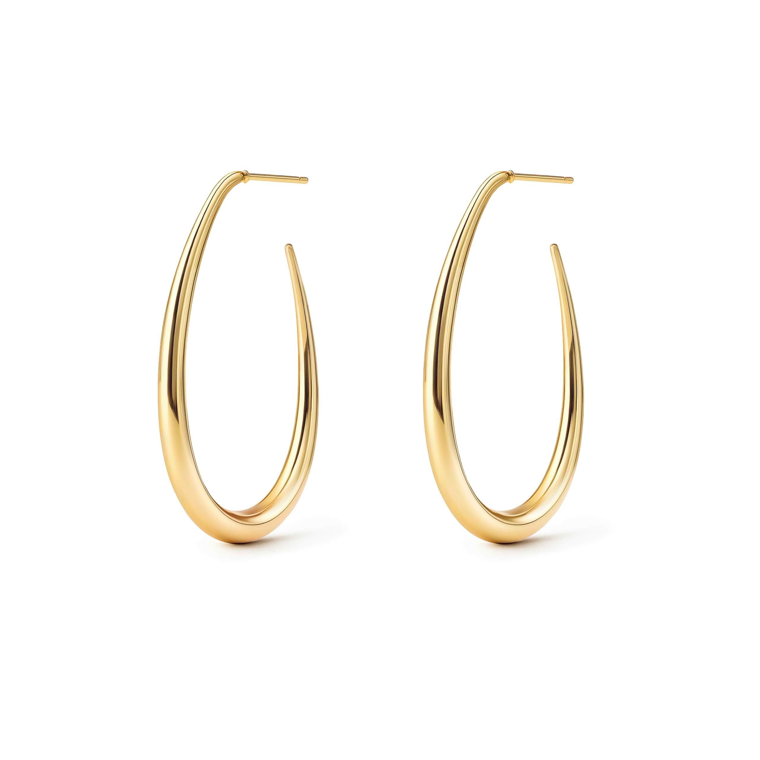 OGD Teardrop Hoop Earrings for Women 14K Gold Plated Large Chunky Oval Pull Through Hoop Earrings Statement Jewelry Gift for Women Hypoallergenic