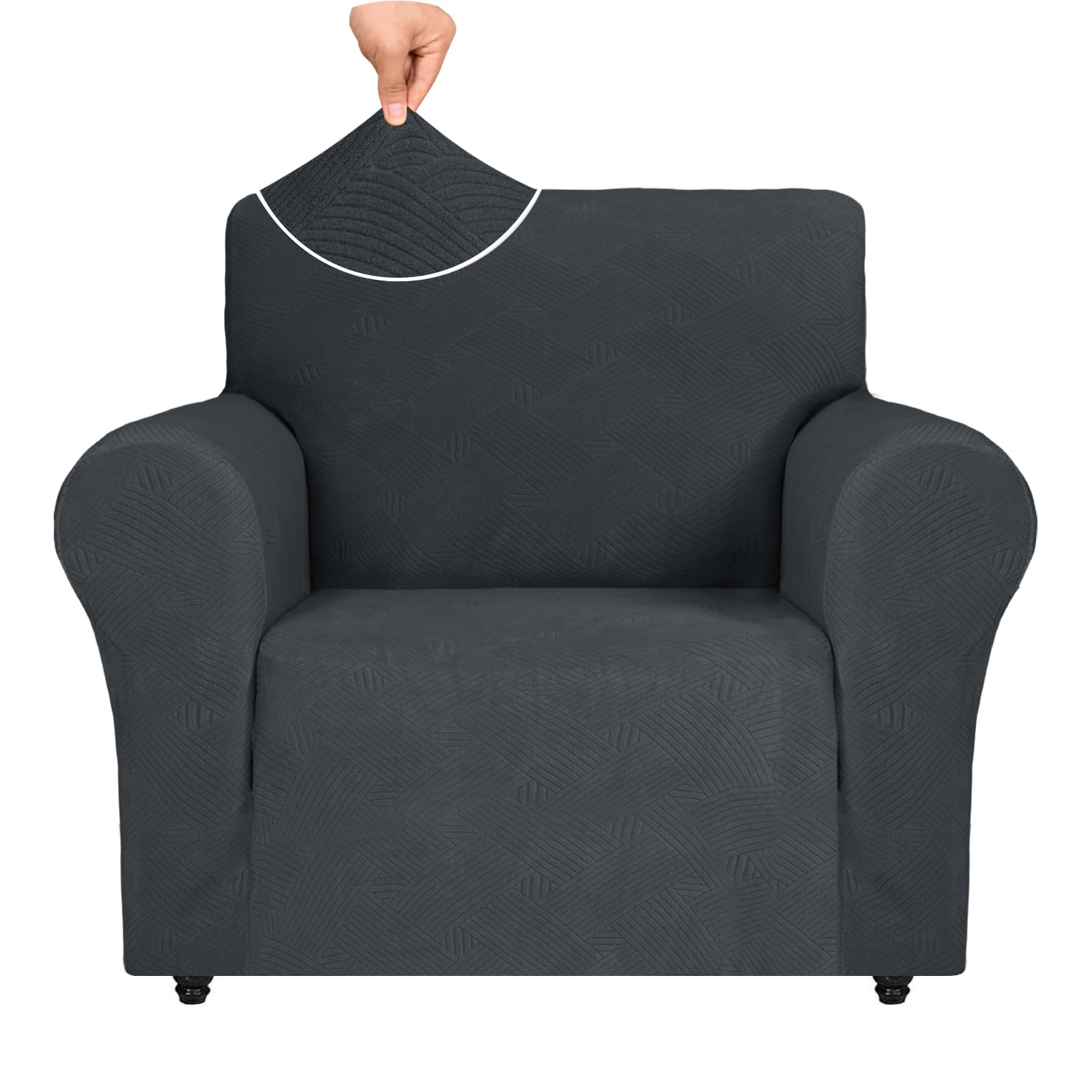Ystyle Copripoltrona 1 Posto Con Braccioli, Copridivano Antigraffio Gatto, Copridivani Elasticizzato, Pesante Inverno Copri Divani, Fodera Divano Antimacchia Lavabile Antiscivolo, Grigio Scuro