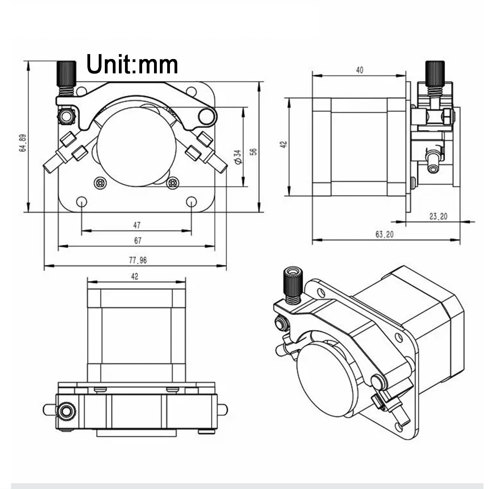 Bomba Peristáltica De Laboratorio, Bomba Dosificadora De Líquidos De Alto Caudal, con Motor Paso A Paso De 42, Tubo Bpt, Velocidad Ajustable, Bomba De Tubo Autocebante 0.35-119 ml/min