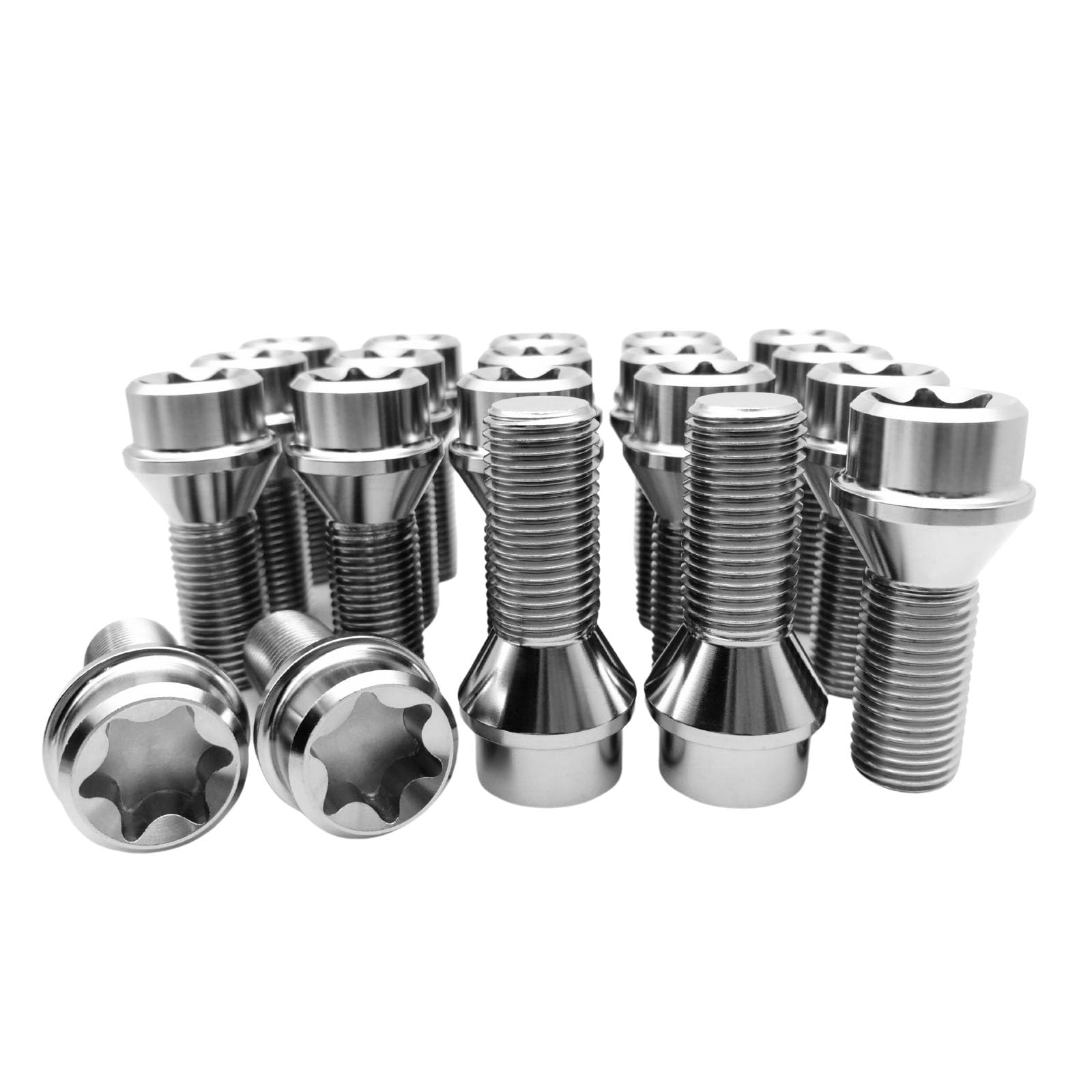 RISON-Titanium Radschrauben M12 x 1,5 x 28 Titan Torx Kopf Lug Bolts 28mm Schaft 20 Stück 6AL4V Luftfahrtqualität Kegelsitz Natur M12 x 1,5 x 28mm Lug Bolts