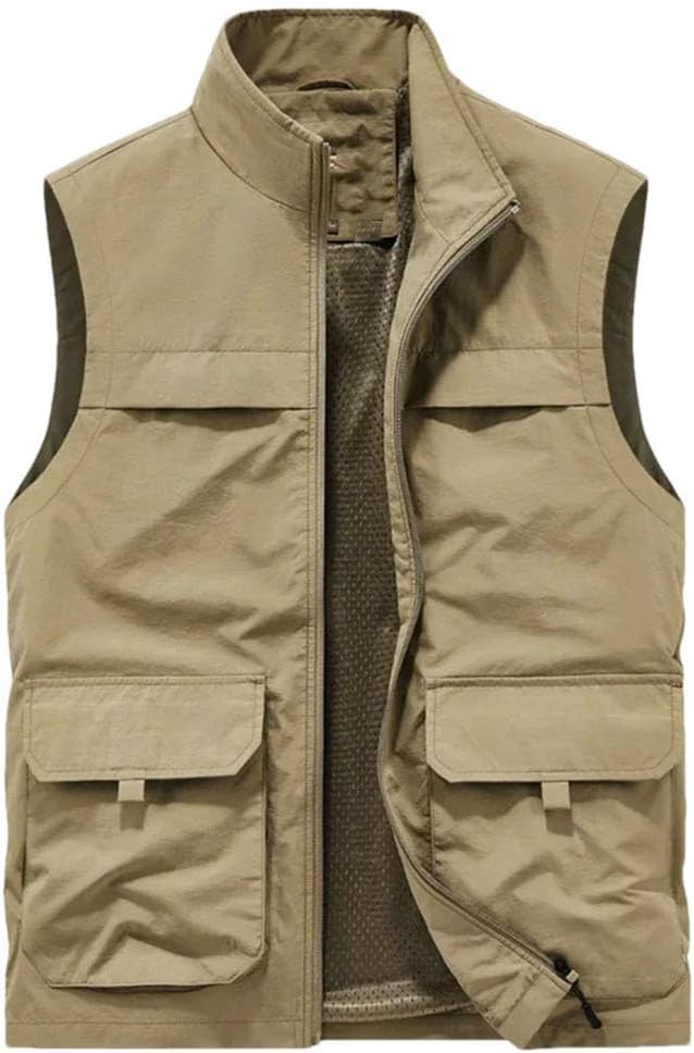 REHJJDFD Men's Golf Running Vest Fishing Coat Men Softshell Causal Sleeveless Camping Hiking Waistcoat Outdoor Vest