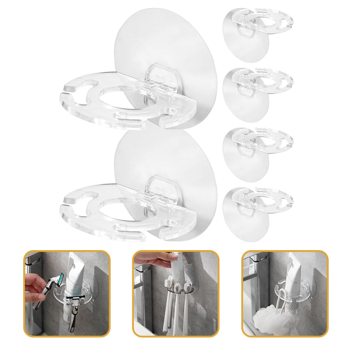 Ciieeo 4 Juegos De Soportes para Cepillos De Y Pasta De De Pared Fáciles De Instalar Material Resistente 6 Unidades X 4