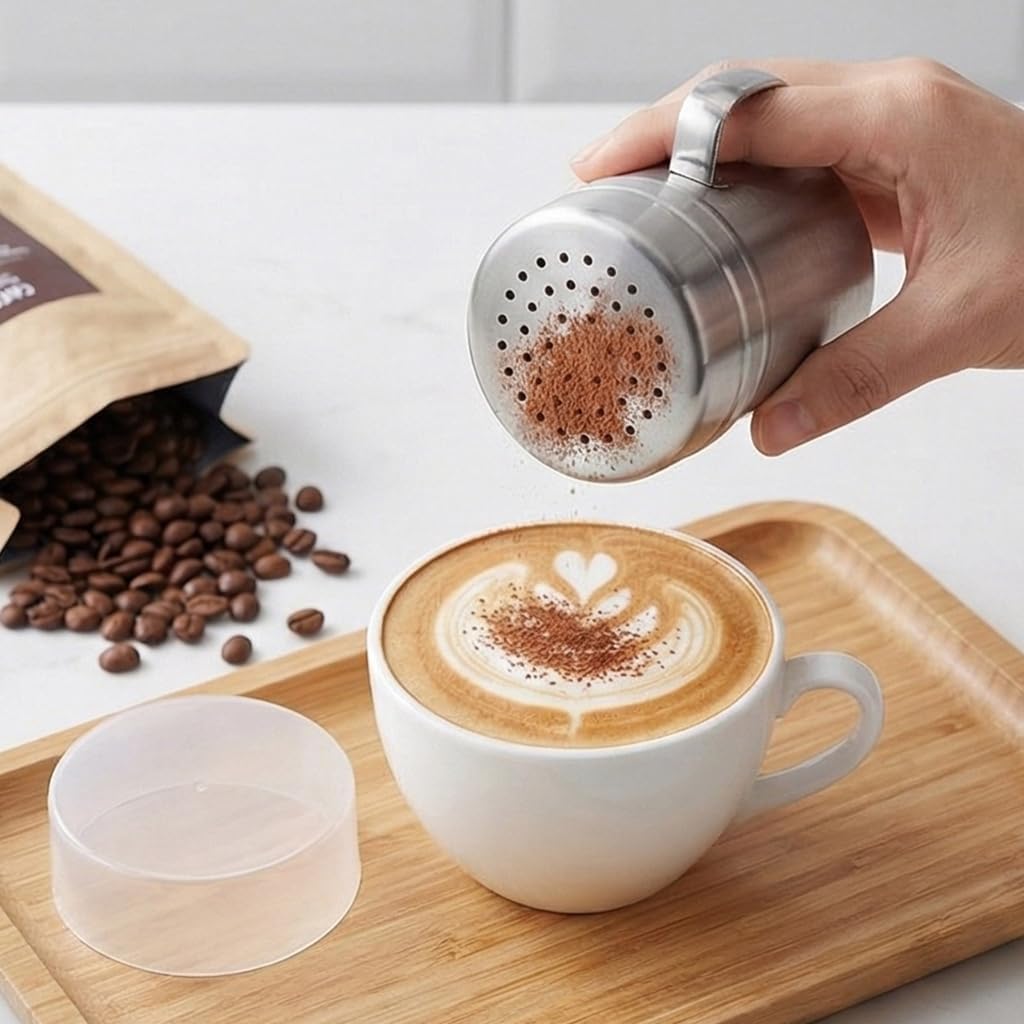 2pcs Steel Powder Sugar Dredge Shaker with Handle for Kitchen Cooking Dusting
