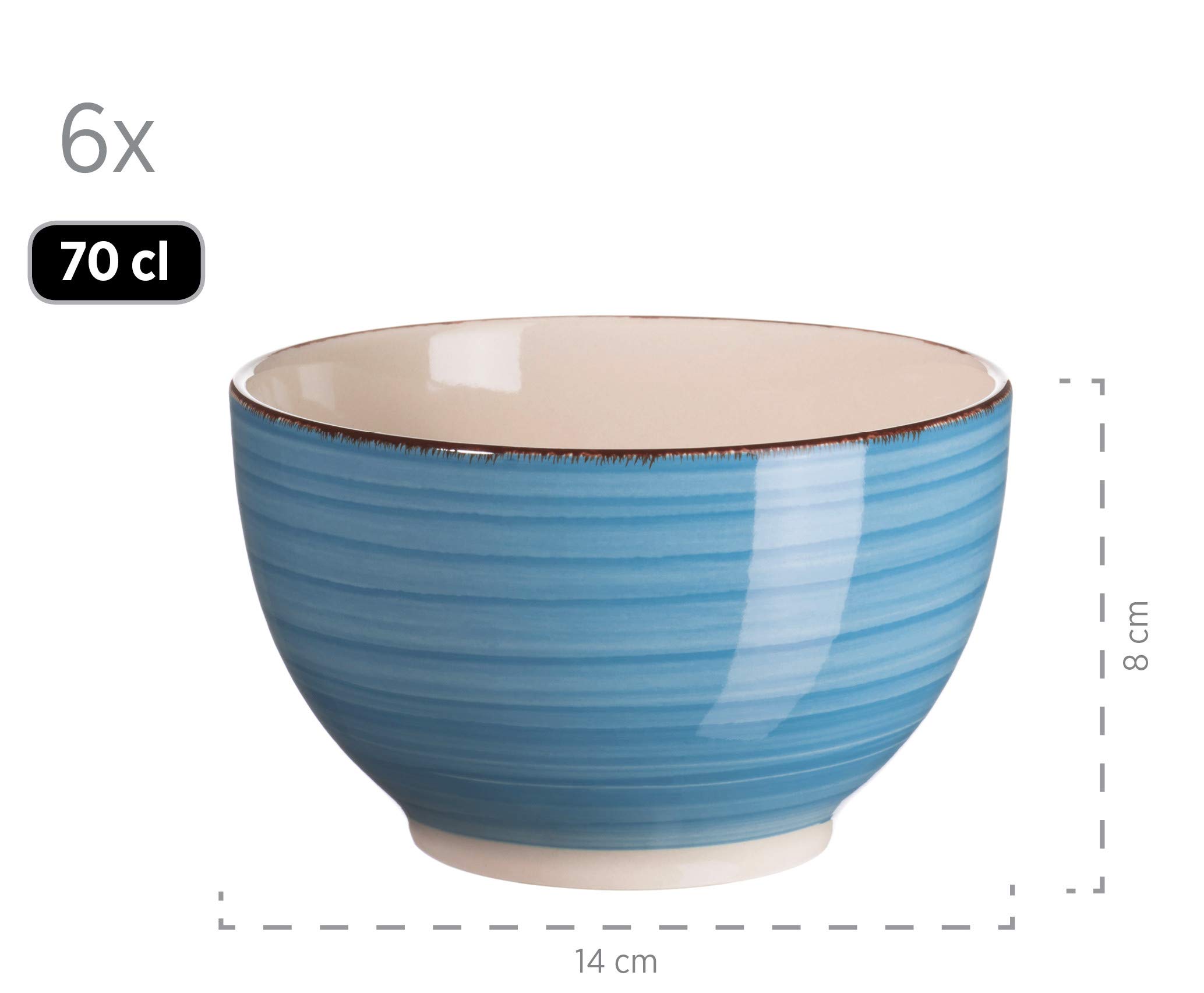 MÄSER 931619 Bel Tempo II Service de table vintage 30 pièces pour 6 personnes, en céramique peinte à la main, bleu foncé, grès, bleu