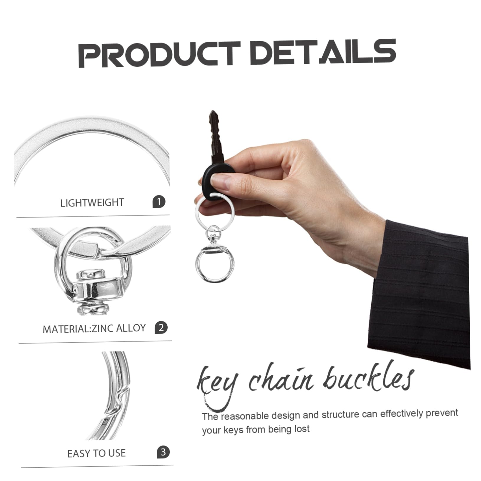 ARTIBETTER 3 Set Portachiavi Metallo Zincato Da Clip Per Portachiavi Accessori Fai Da Te Per Creazioni Uniche E Decorazioni Resistente E Leggero Per Chiavi E Pendenti 10 Pezzi*3