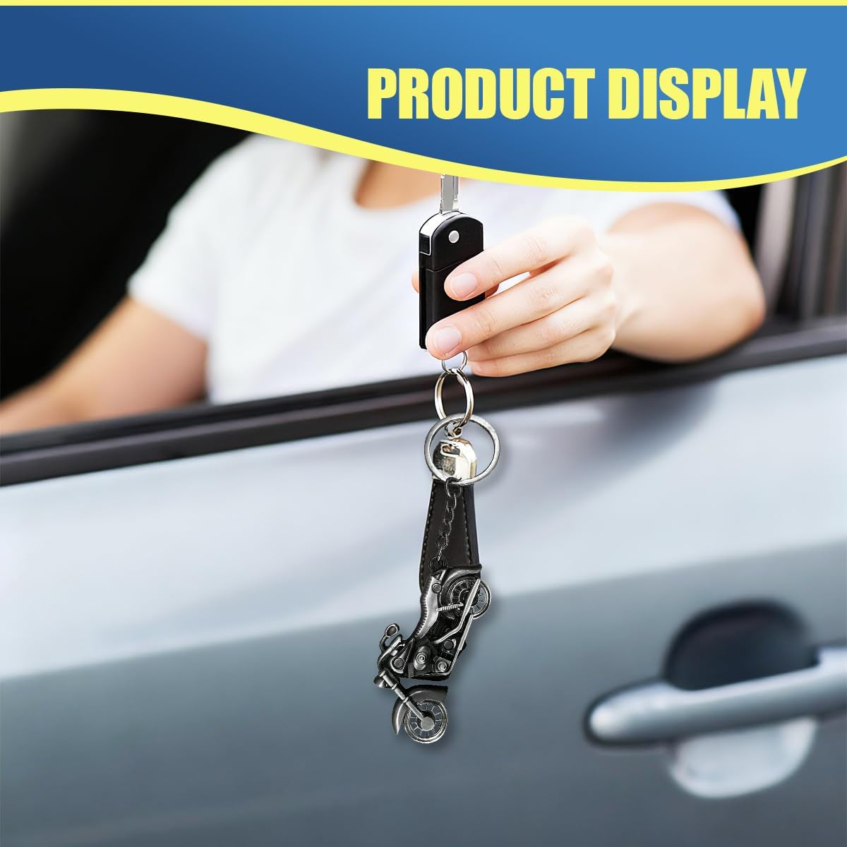3D Metal Motorcycle Keychain, Cool Motorbike Key Ring Holder, Creative Car Key Chain Accessories, Novelty Birthday Presents for Men Bikers Boyfriend Husband (Grey) image 3