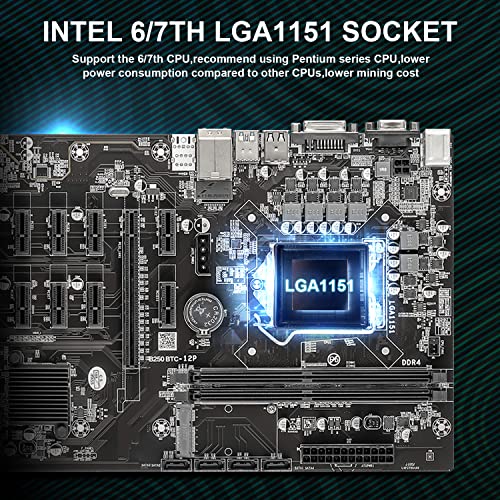 Biteo B250 Mining Motherboard Boot Up Mining Support 30/20/10 Series Gpu 12 Pcie X1 To Pcie X16 With Cpu Msata Ddr4 Vga Dvi-I For Btc/Eth/Zec/Etc #TOP2