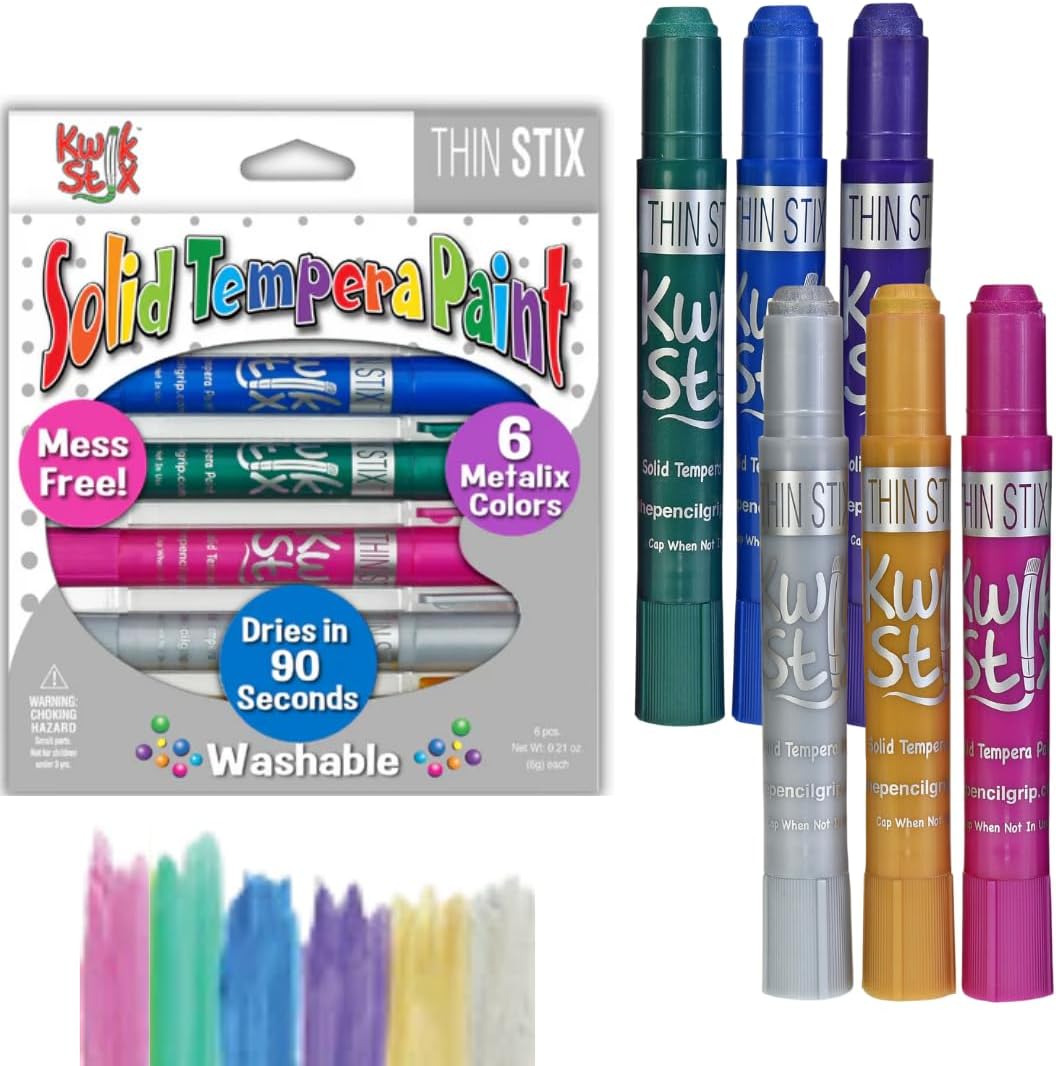 Kwik Stix Thin Stix Tempera Paint 6/Pkg-Metalix Tpg-619, Assorted Colors