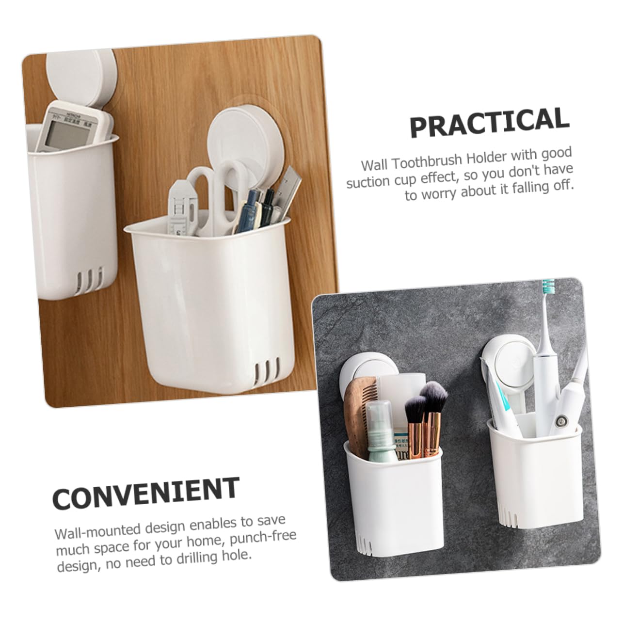 GLEAVI 5 Pezzi Thotocognio Titolare Doccia Porta Spazzolini Da Bagno Parete Porta Spazzolino Supporto Da Parete Adesivo Sospeso Accessorio Da Bagno Bianca Addominali