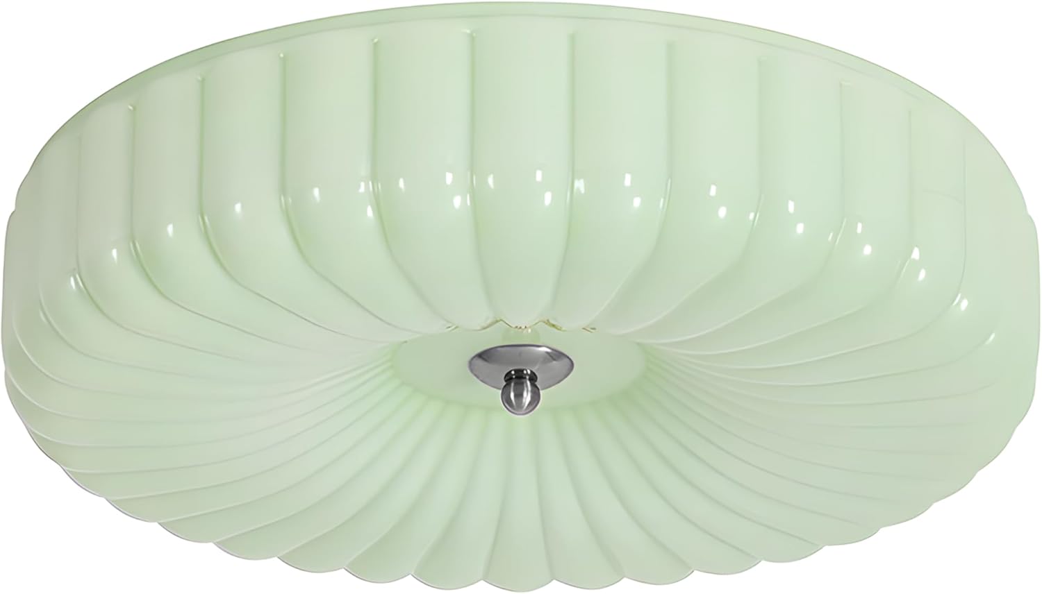 Bofea-Modern Green Glass Ceiling Light,Mid Century Dimmable LED Close to Ceiling Light,Small Ribbed Glass Bathroom Lights,Farmhouse Round Flush Light for Hallway Bedroom Home Decor Small Green