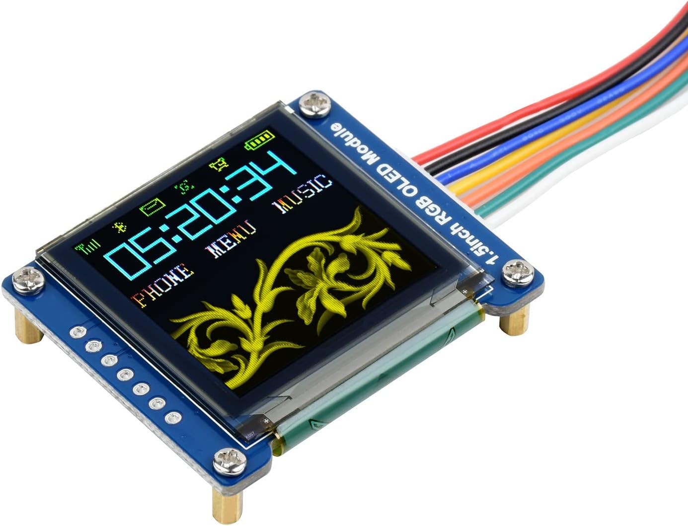 Waveshare 1.5inch RGB OLED Display Module 128x128 Pixels 16-bit High Color SPI Interface with Embedded Controller