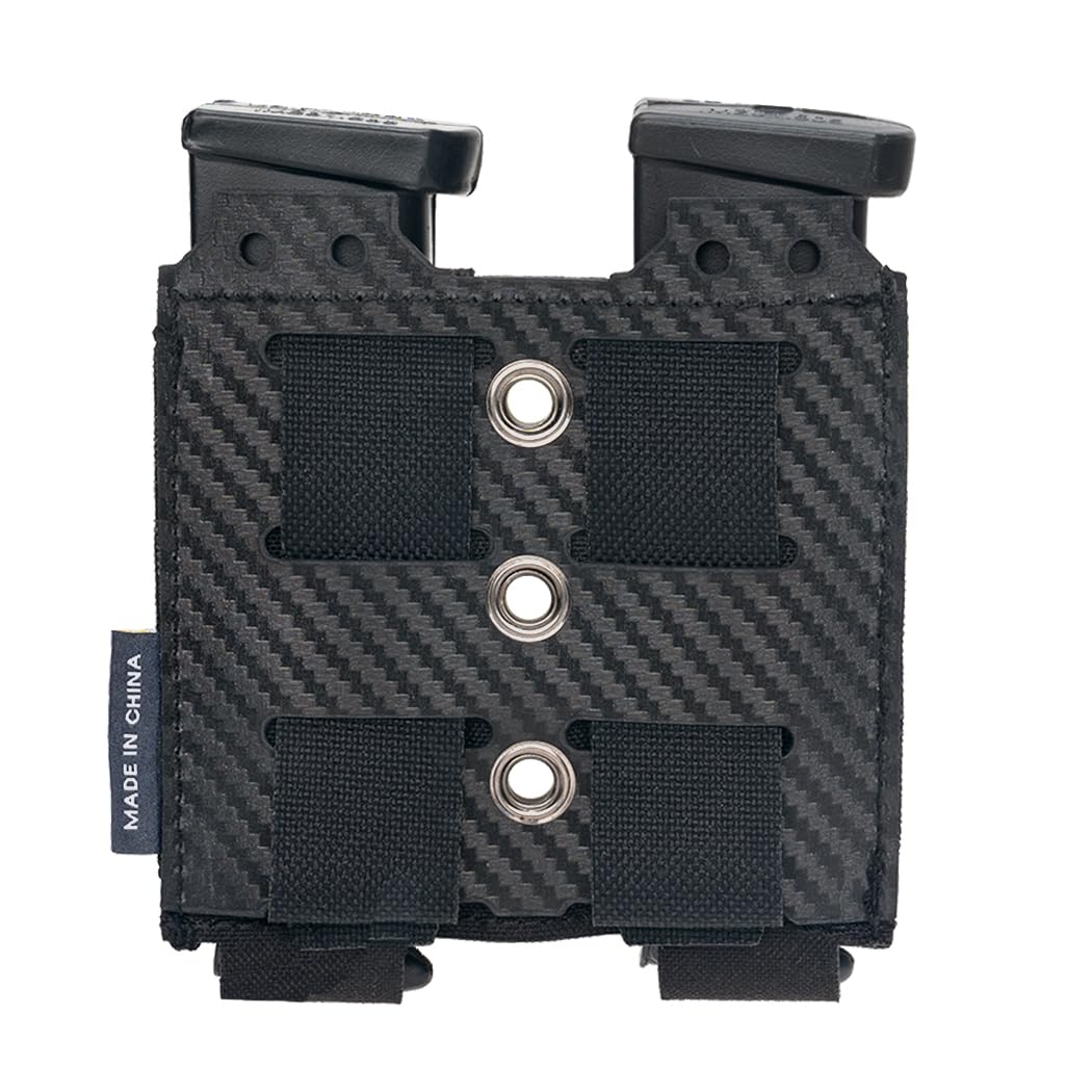 IDOGEAR Pistol Mag Pouch Molle Magazine Pouch 9MM Double Stack Elastic Magazine Holster with Inner Loop Panel Laser-Cut Hardshell Mag Carrier (Black) - Image 3
