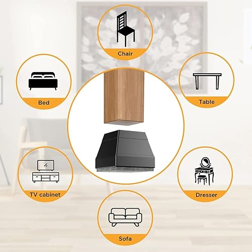 Miniatura 7 de 16 protectores cuadrados para patas de silla, fundas para patas de silla para proteger suelos, tapas de patas de silla, protectores de patas de