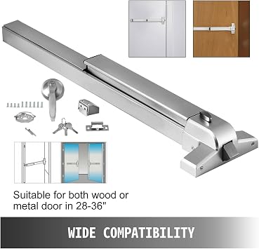 Door Push Bar Panic Exit Device With Exterior Handle Lever Commercial Emergency Exit Bar Panic Exit Device With Door Knob