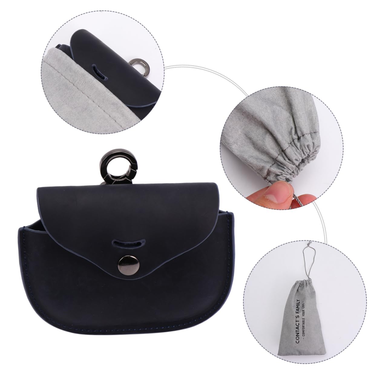HEMOTON Estuche De Cuero Duradero para Auriculares (3 Juegos 1000 X 3 M) Bolsa Protectora para Auriculares Orificio De Carga Cierre A Presión Seguro.