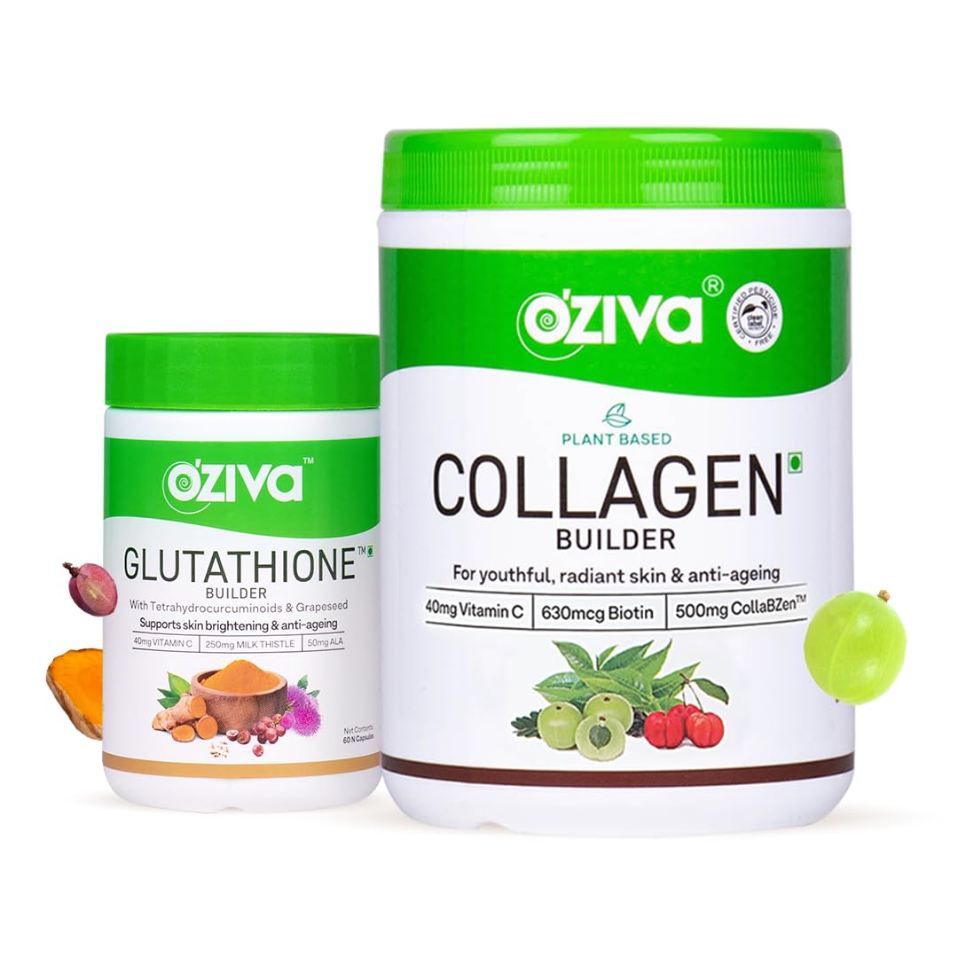 OZiva Plant Based Collagen Classic Supplement 250 g and OZiva Plant Based Glutathione Builder 60 Vegetarian Capsules (B0CQJR1HGS) Amazon Price History, Amazon Price Tracker