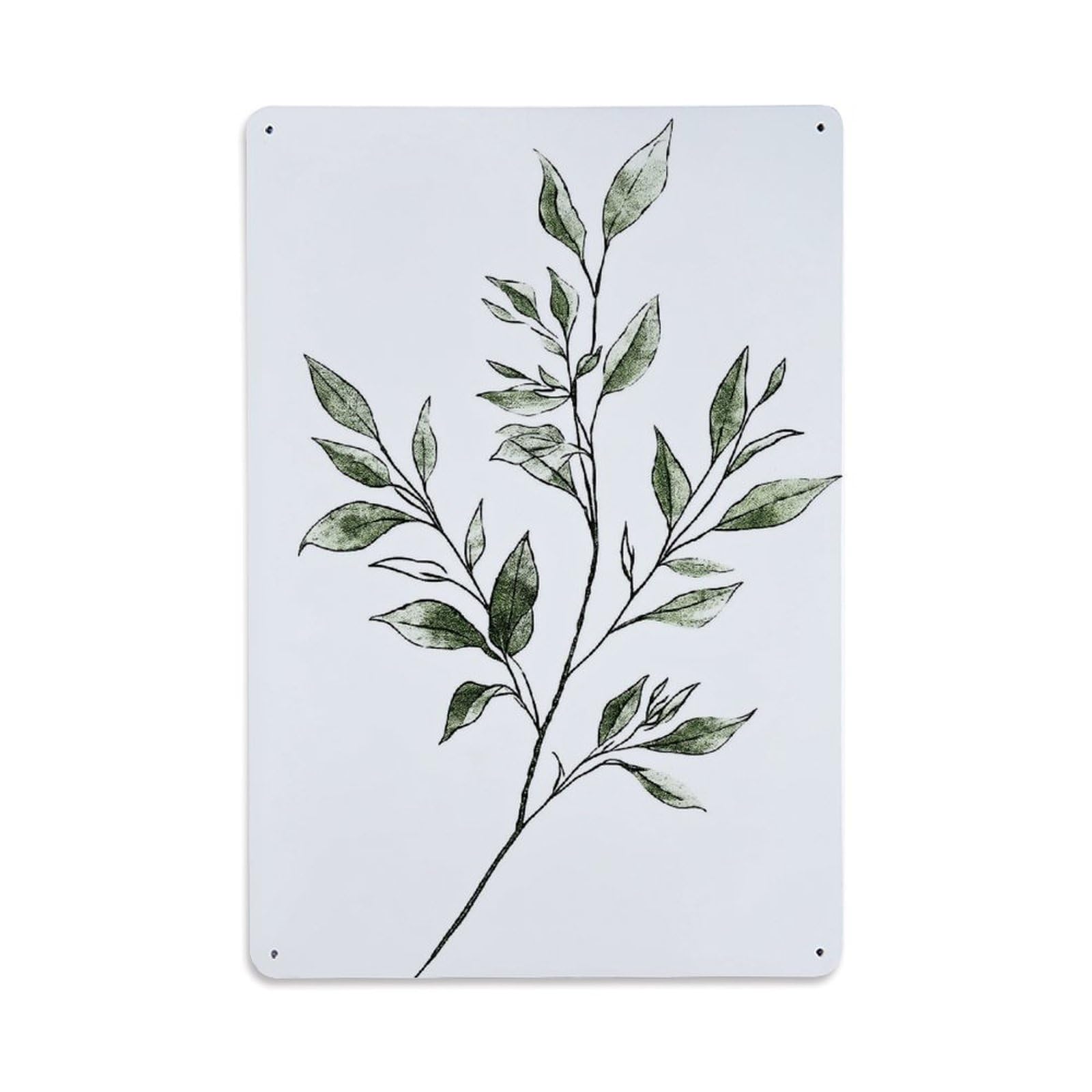 Bliveurn Vintage Botanical Leaf Branch Illustration Print Retro Metal Tin Sign, Metal Poster For Home, Gaming Room, Studio Workshop,Bar,Garage Wall Art Decor 8X12 Inch