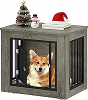 Vista 9 de YITAHOME Mueble de jaula para perros grandes, mesa auxiliar lateral, perrera moderna para perros de interior hasta 60 libras, jaula para perros