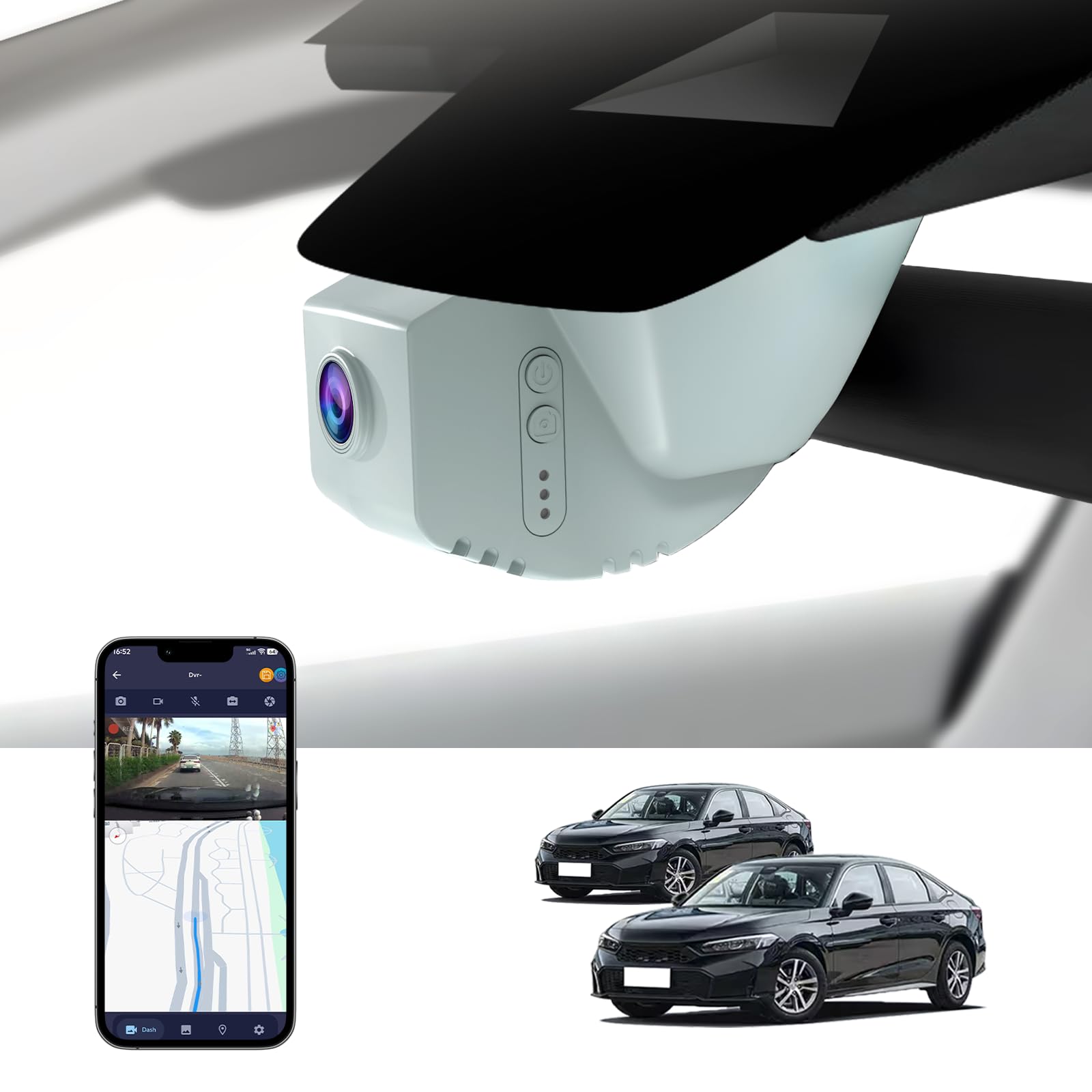 FUVYMYT Front 4K Dash cam for Honda Civic 2022-2026 (Grey) Type R Sport LX EX Touring,Easy Installation,OEM-Style,Collision Detection,Loop Recording,