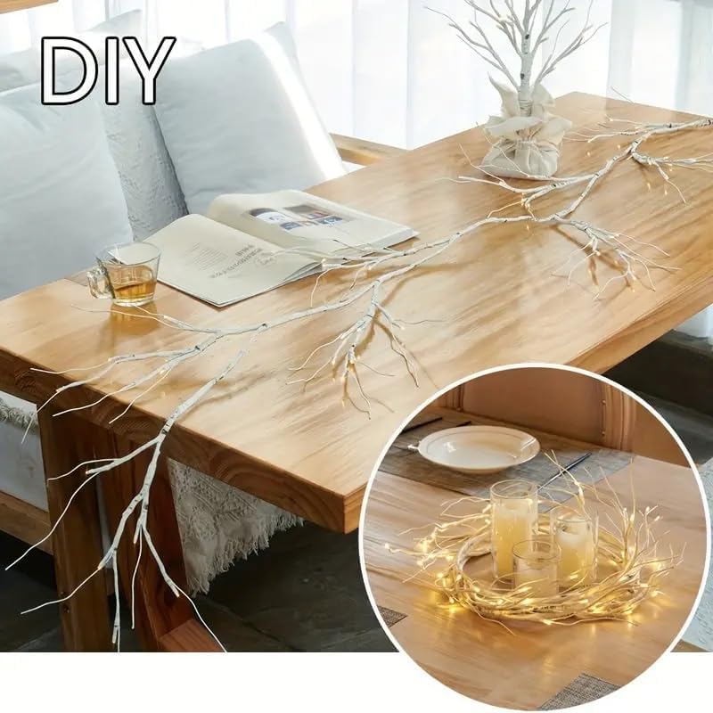 Ghirlanda di betulla da 1,8 m con 48 luci a LED per la decorazione della casa del