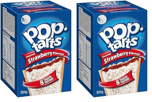 Kellogg's Pop-Tarts Strawberry Flavour Toaster Pastries Toaster Pastries 384g, 8 count (Pack of 2)