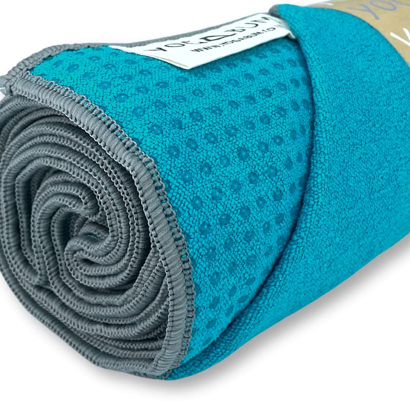 Grip Dot Serviettes pour tapis de yoga | Antidérapantes | Serviette de yoga écologique (bleu Miami) – Image 4