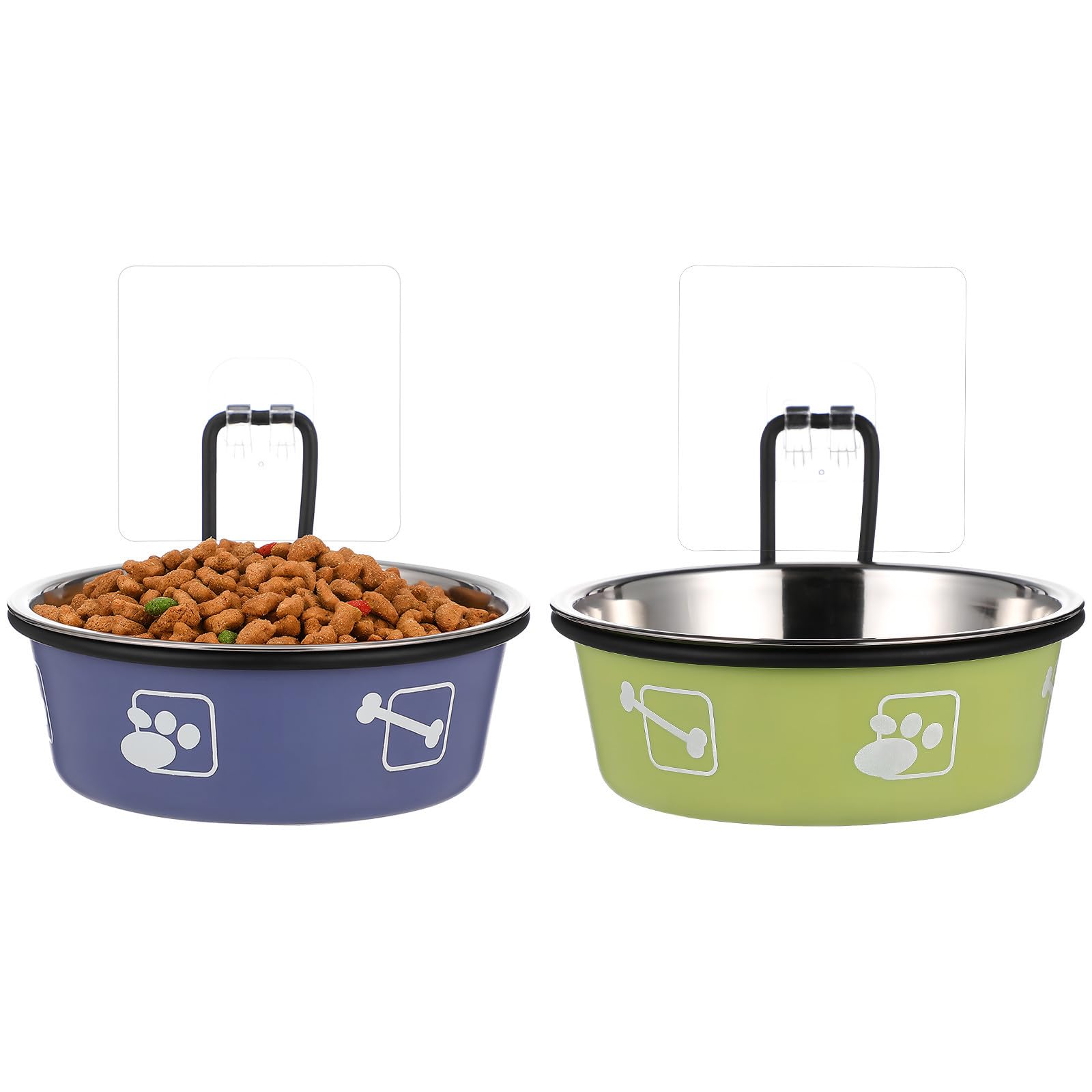 Cuenco Colgante para Gatos Uonlytech de Acero Inoxidable, Pack de 2 Comederos de 12cm con Gancho