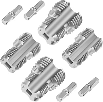 2 Pcs PVC Pipe Thread Kit, Electric Drill Compatible PVC Pipe Threader Kit with 3 Dies 1/2" 3/4" 1", 1"4 Hex Shank Internal Thread Maker Tool, Plastic Pipe Tap Die Set for Water Pipe Plastic T