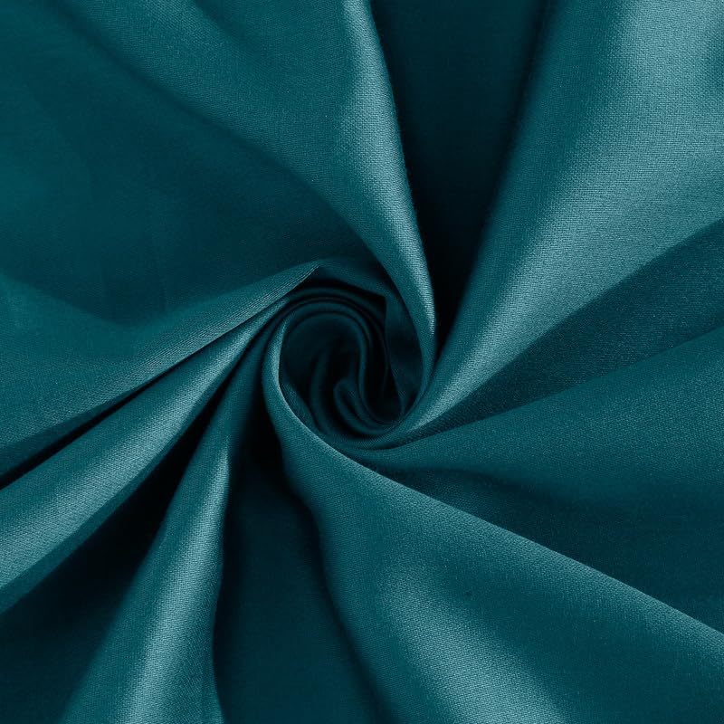 Image of Naksh Exotic Garden Collection Elastic Fitted Bedsheets King Size 78 x 72 Inch, 210 TC Plain Pure Cotton, Teal | 1 King Size Bedsheet with Elastic Fitted and 2 Pillow Covers