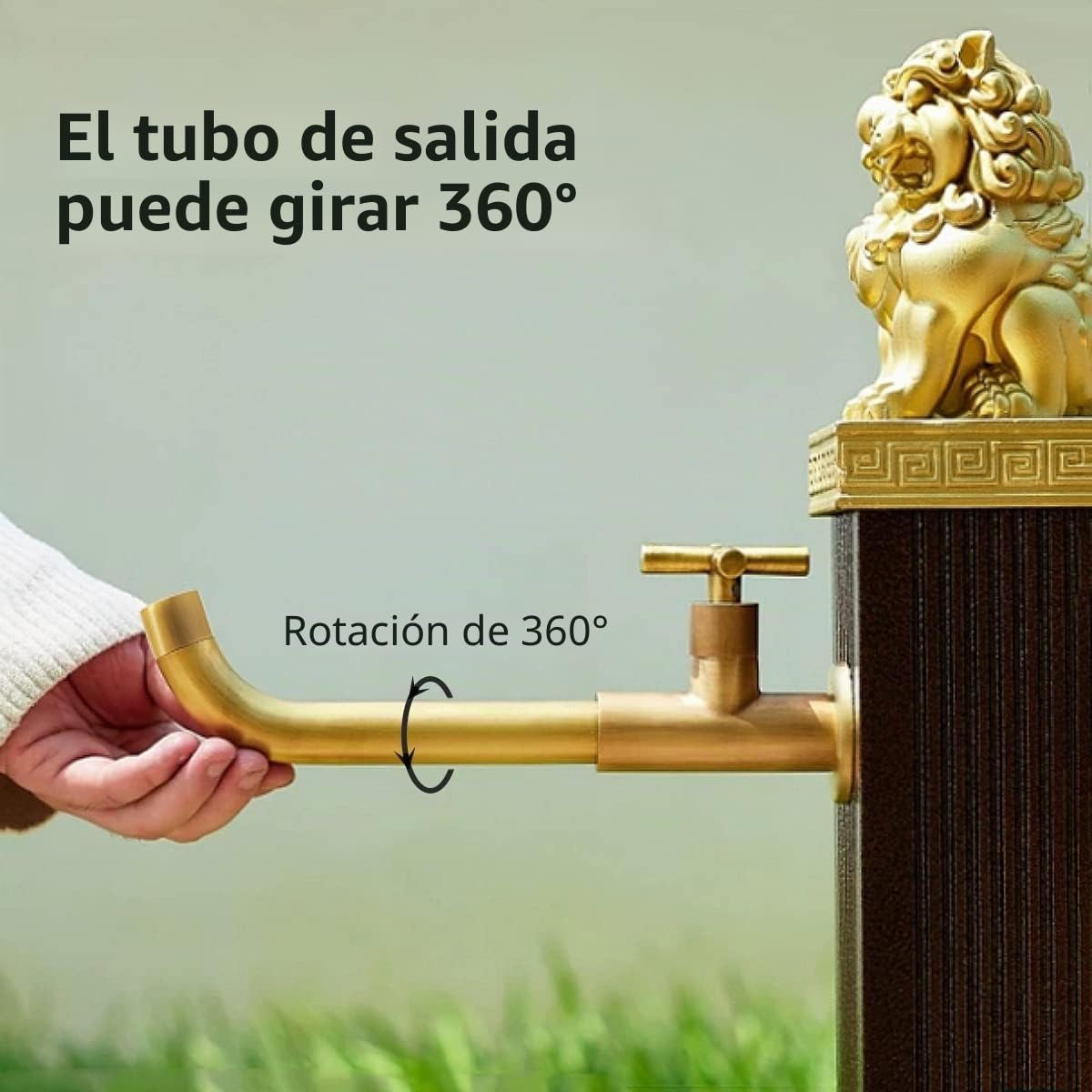 Vintage Grifo de Latón, Grifos de Agua Fría en Pared, Grifería Frío de Jardín, Giratorio 360° Grifo Mural de Lavabo con Manija Cruzada para Cocina Fregadero Baño Lavandería Externo, Antiguo