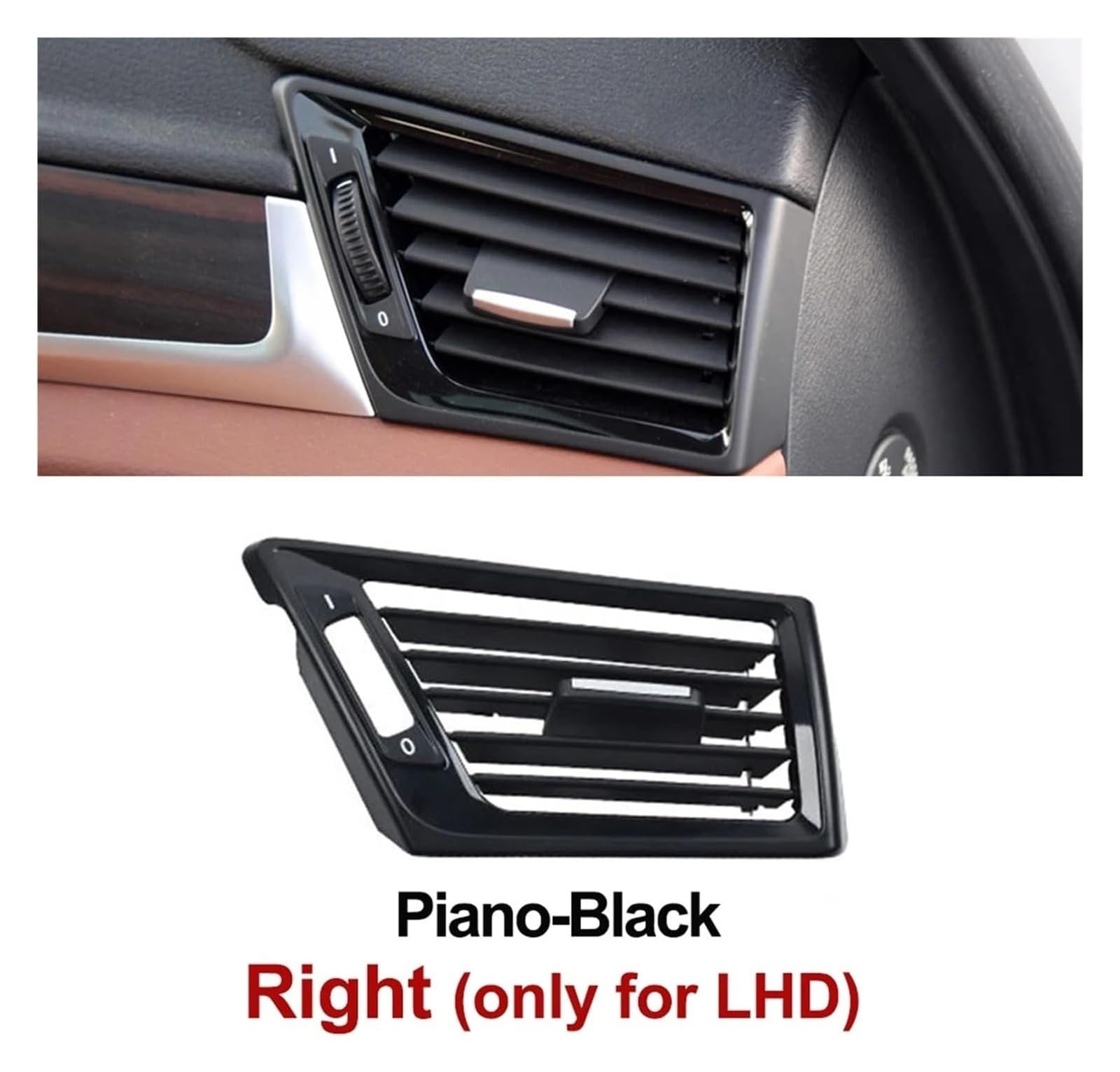 Salida Aire Rejilla para BMW X1 E84 2010-2016 LHD 64229258354 Reemplazo Panel Salida Aire Acondicionado Consola Delantera Tablero(-Right Piano Black)