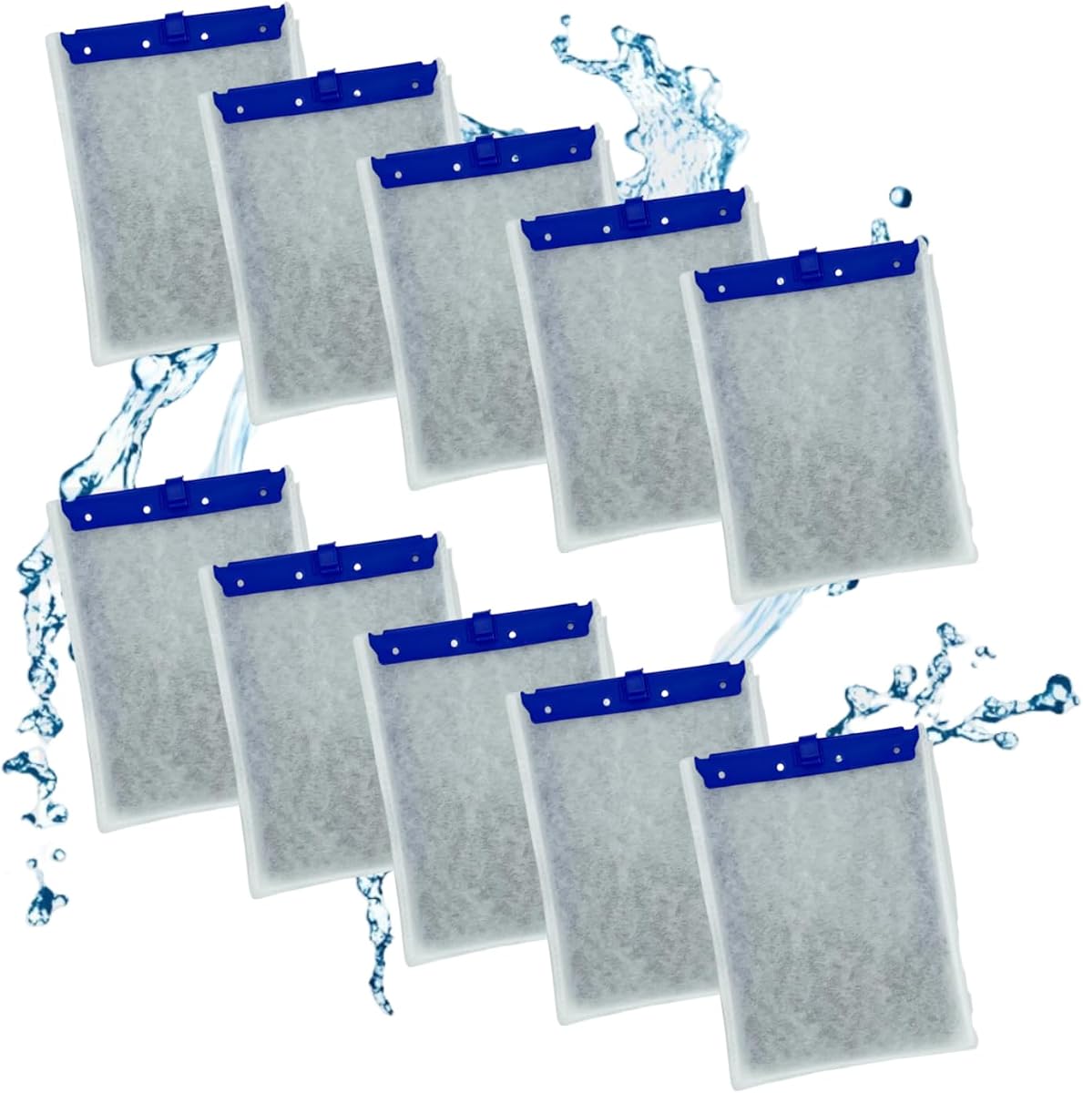 Paquete de 10 cartuchos de filtro de repuesto grandes para filtros Tetra Whisper Bio-Bag, compatibles con filtros 20i,40i/IQ20,30,45,60/PF20,30,40,60 y acuarios ReptoFilter
