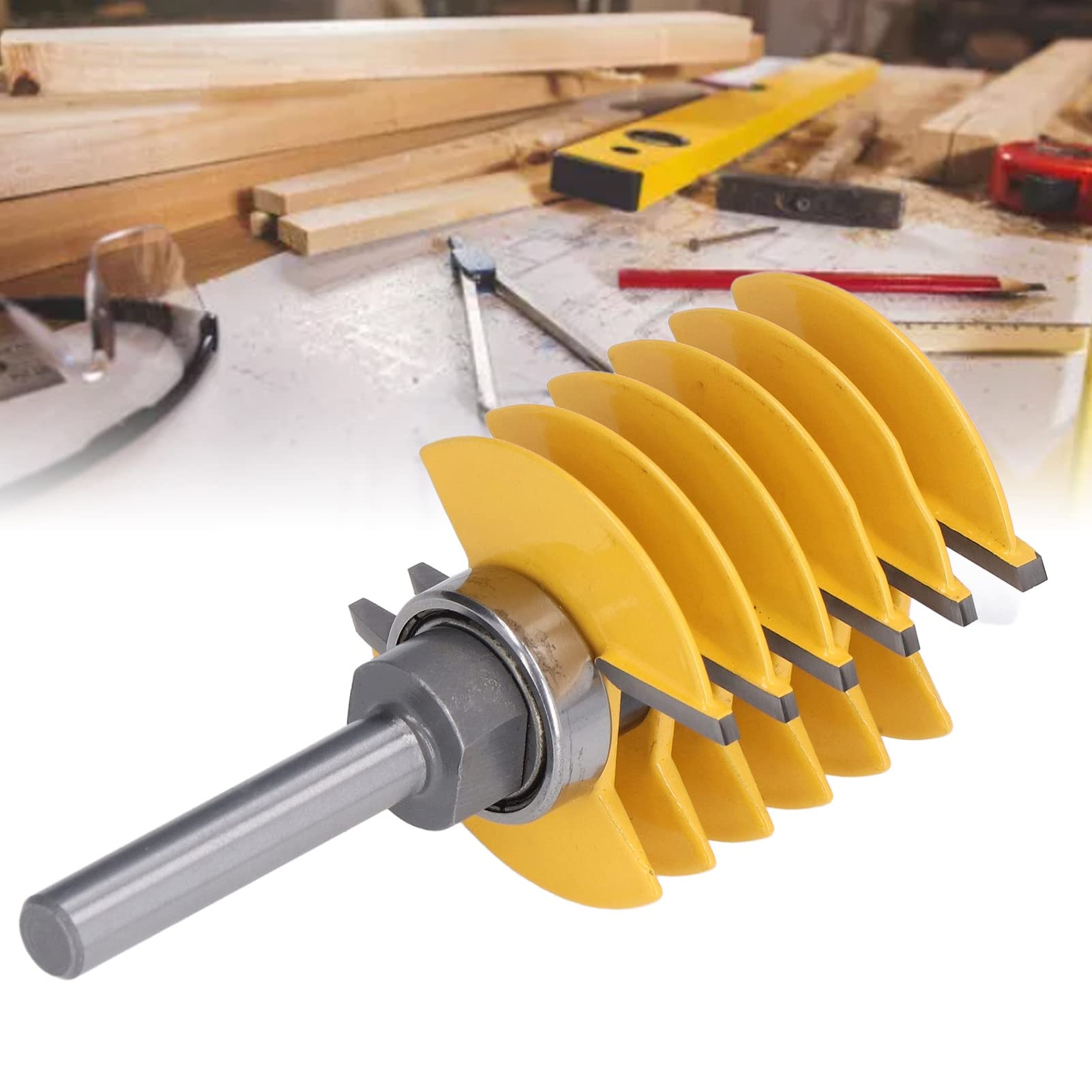Bamjour Finger Joint Router Bits, Router Bit 8mm Shank 2 Teeth Finger Joint Jig Adjustable 46mm Cutter Head Cutting Tool for Woodworking