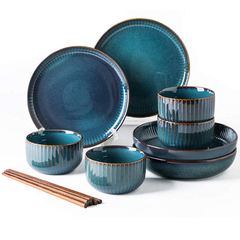 Ensembles de vaisselle en porcelaine, assiettes et bols, service de table moderne en céramique, service pour 8 à 12 personnes, style japonais, ensembles d'assiettes et de bols, ensembles de vaisselle