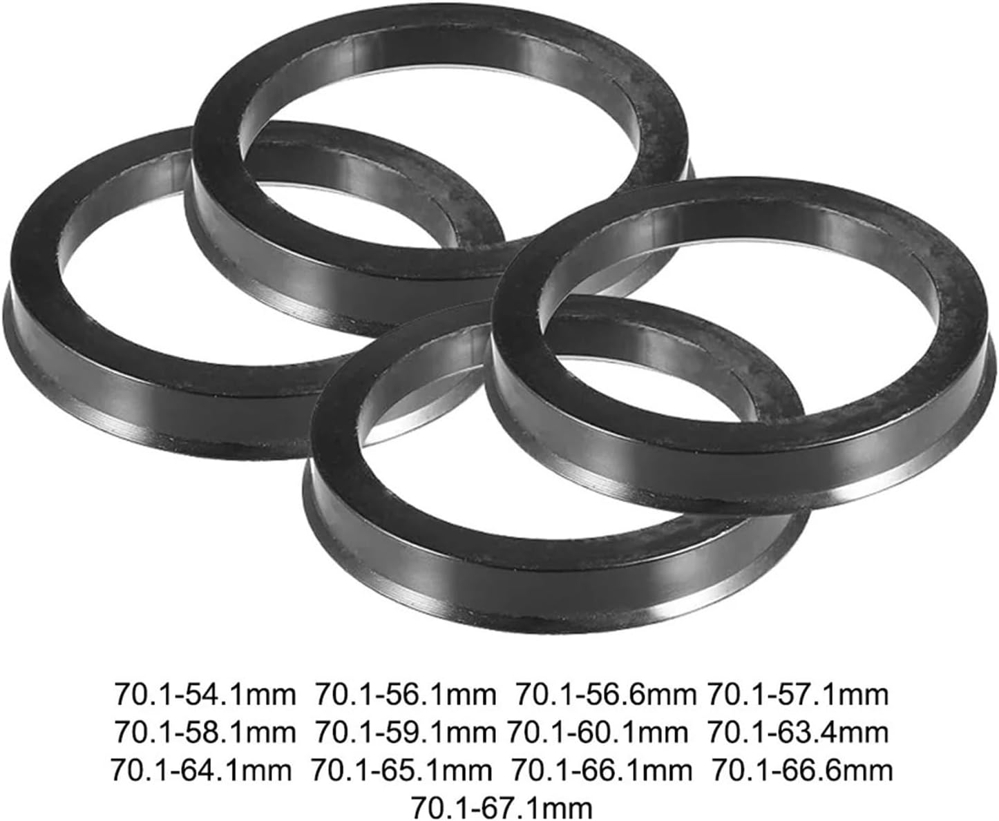 Wheel Spacers 4pcs Wheel Hub Centric Rings 70.1-54.1 56.1 56.6 57.1 58.1 59.1 60.1 63.4 64.1 65.1 66.1 66.6 67.1mm ABS(70.1-66.1mm-4PCS)