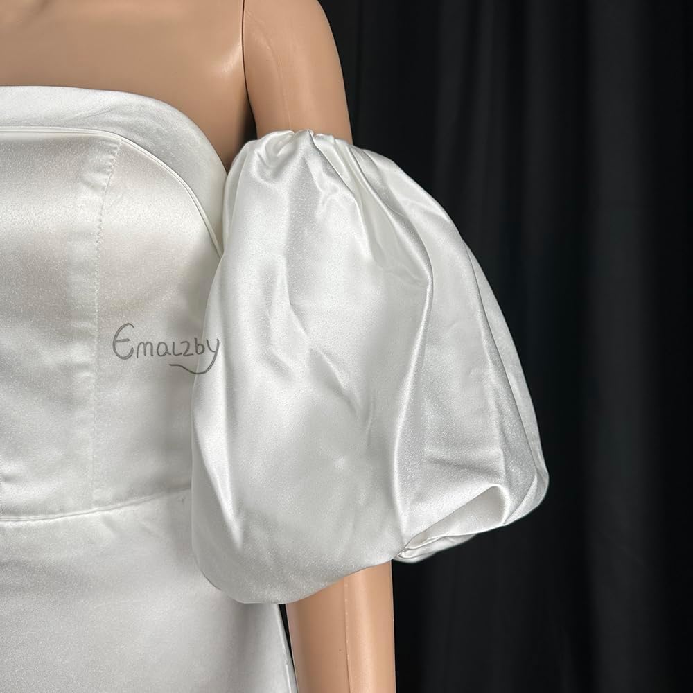 detachable bridal sleeves satin,short sleeves.removable wedding sleeves,8inches ivory puff ball sleeves for wedding,party.banquets and Opera