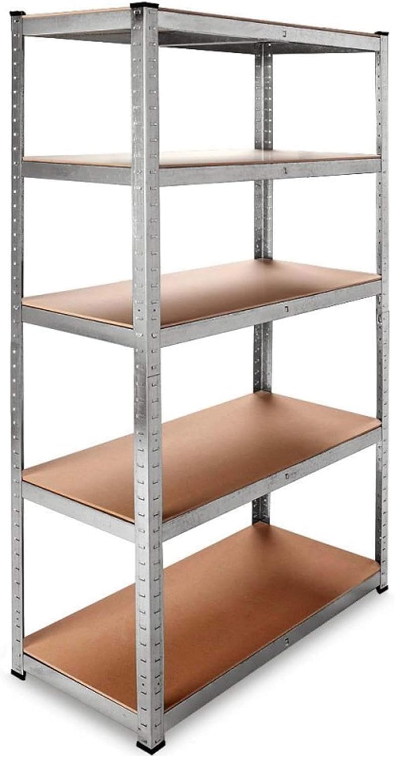 T-LoVendo Estantería Metálica Almacenaje de Acero Galvanizado + 5 Baldas MDF, 180 x 90 x 40cm, Modular, Baldas Ajustables, trastero, Garaje