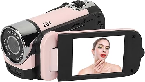 Videocámara de video vintage, cable de cámara de 16 Mp, cámara digital 1080P, videocámara de pantalla giratoria de 2.4 pulgadas, grabadora de video