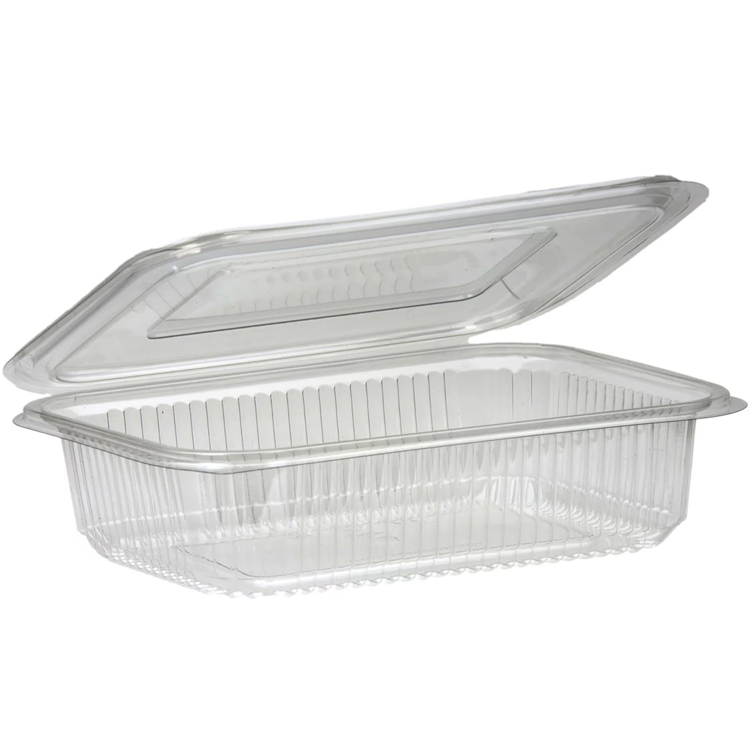 Mega Packaging 100 Pack Clear Plastic Hinged Take Out Containers Clamshell Food Cake Containers with Lids - Best for Dessert, Cakes, Cookies, Salads, Pasta, Sandwiches Re-usable (1250cc)
