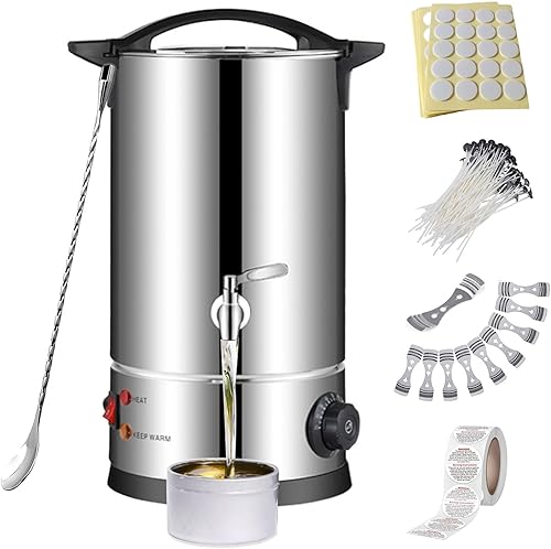 Derretidor de cera de 10 litros para hacer velas, olla eléctrica grande de cera de vela con boquilla fácil de verter y control de temperatura 86-230