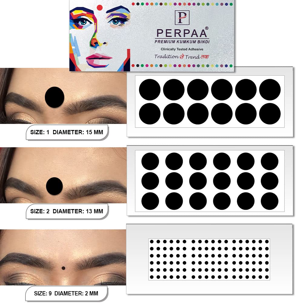 PERPAA Velvet Sticker Kumkum Bindi Flaps Pack of 3 (PBF3-BR Combo no. -7)