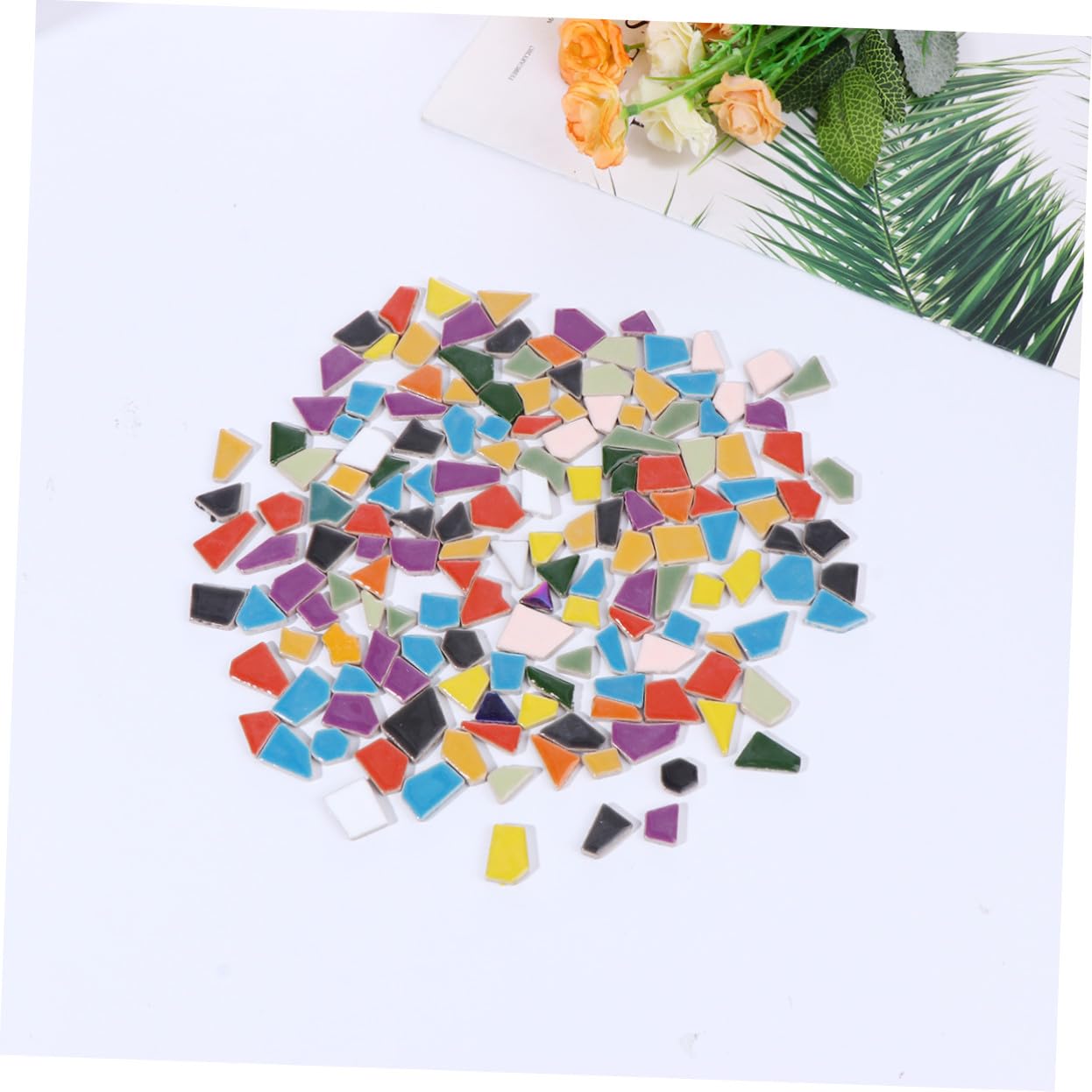 SEWACC 500g Partículas Sueltas de Mosaico de Cerámica Hechos Mano Piedra Irregular Esmaltada Purpurina Materiales para Bricolaje Mosaico Cristal de Piedra Colores Surtidos
