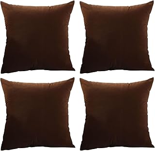 Beydodo Funda Decorativa Cojin Marrón Oscuro,4 Fundas de Cojin Color Sólido Funda Cojines 45x45