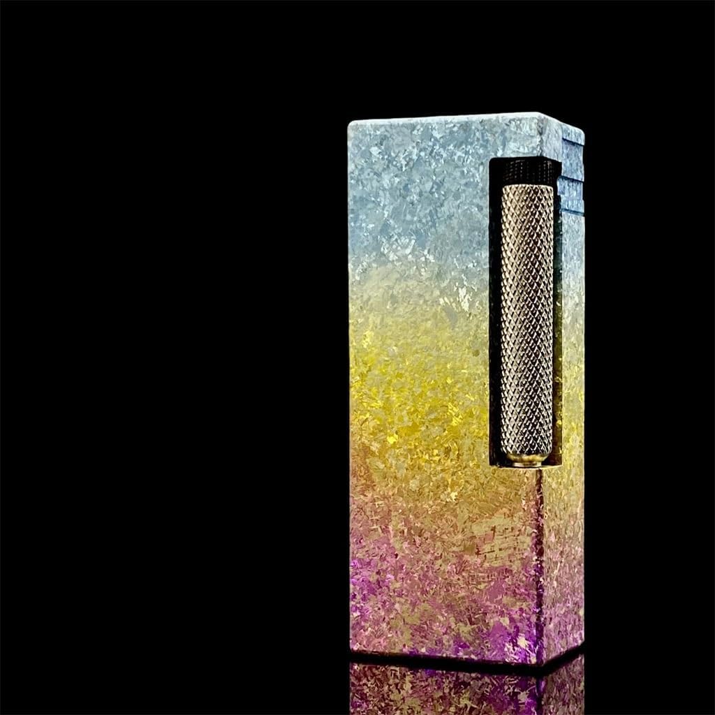 High-End Titanium Alloy Kerosene Lighter, Retro Arm Lift to Open The Cover to Ignite The Narrow Body, Colorful Ice Crystal Titanium Texture Design