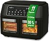 MAXXMEE Hot Air Fryer Double Chamber 11 Litres Clever Combination of Hot Air Oven Grill & Fryer with 2 XXL Deep Fryer Compartments with 5.5 Litres Each Digital Control Panel and Viewing Window