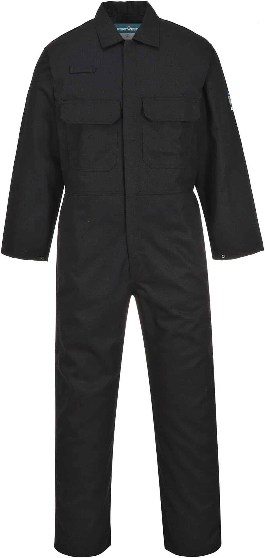 Portwest BIZ1 Mens Heat Flame Resistant Welding Overalls Bizweld FR Protective Boiler Suit Work Coveralls Durable Workwear Mechanics Warehouse Garages Tall Black, Large