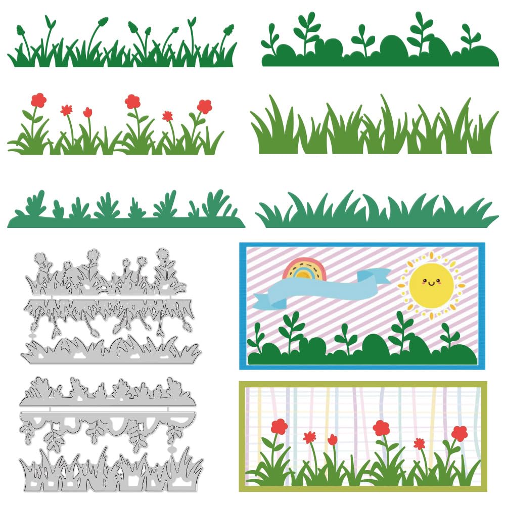 DELORIGIN Grass Edge Cutting Dies Grass Card Making Die Stencil Metal Die Cuts Card Scrapbooking Embossing Template Dies for Greeting Cards Birthdays Craft Paper Album Invitation Festive Decor