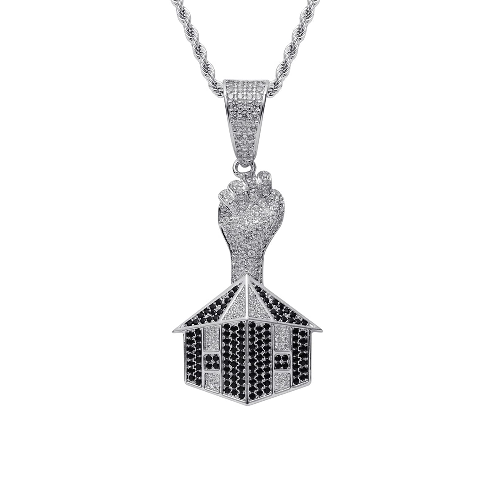Pendentif maison de poing en cuivre qui ne ternit pas pour style hip-hop durable